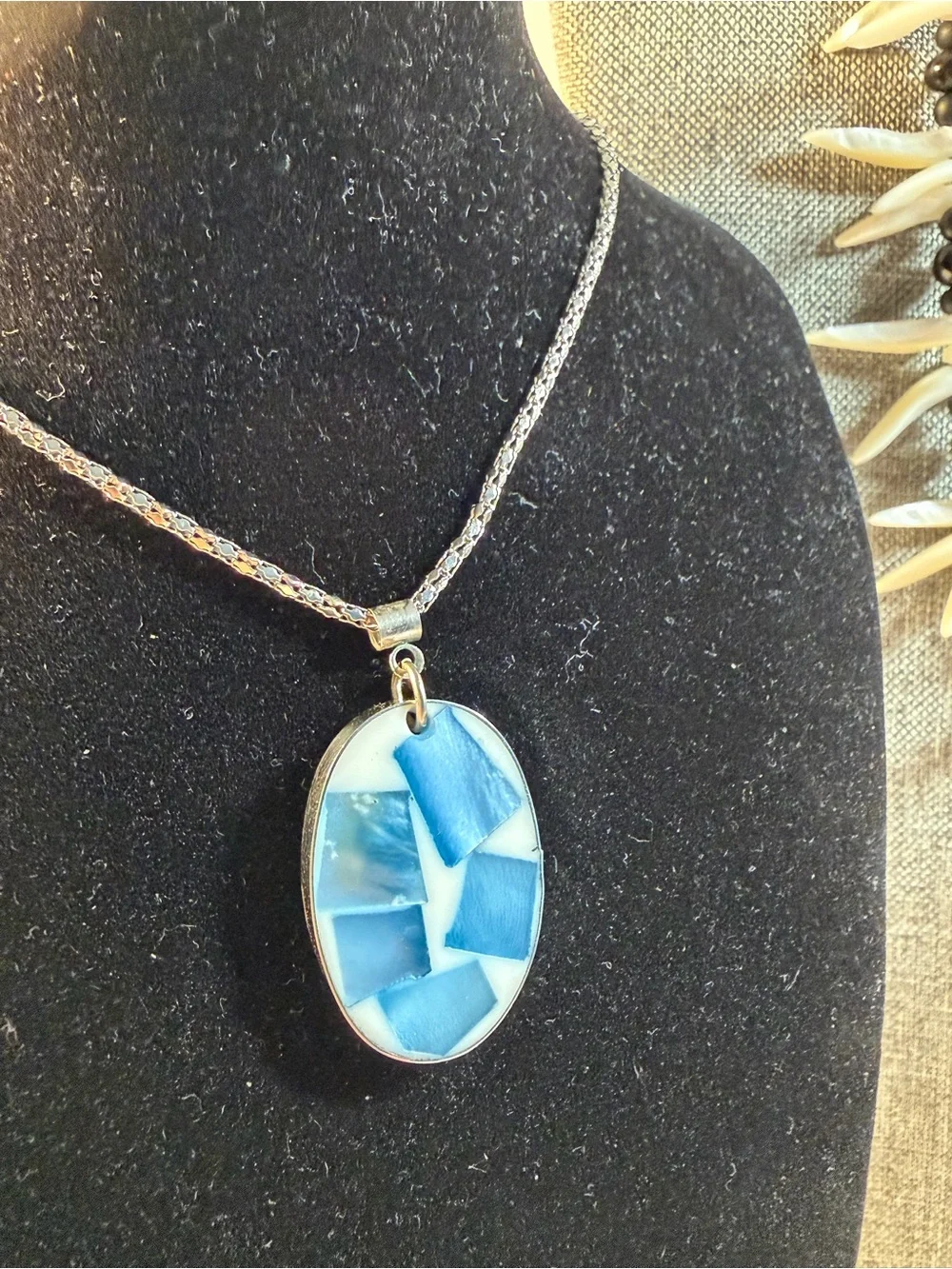 Handmade Blue Flower Pendant Necklace - Women Jewelry